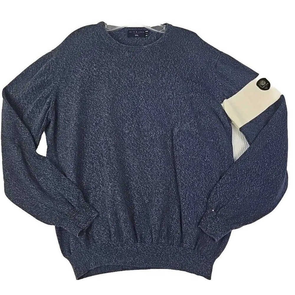 Smith & Jones ~Men's Size XXL~ Blue & Whire Stip Knitted Cotton Sweater w/Logo.